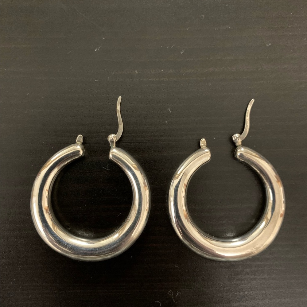 Sterling Silver Tube Hoop Earrings